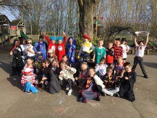 Happy World Book Day from Year 3! 📚 lots of fun this morning reading outside with year two! ☀️